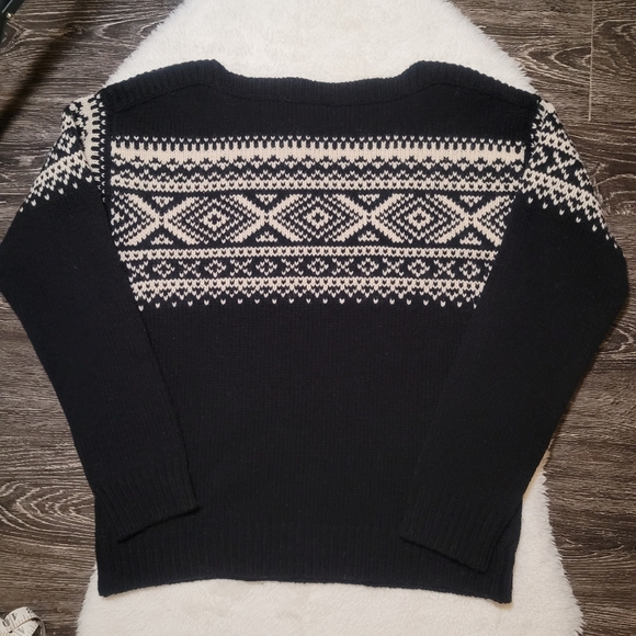 NWT Roots Vintage Ski Wool Blend Sweater in Black and Cream Sz S - Picture 7 of 7